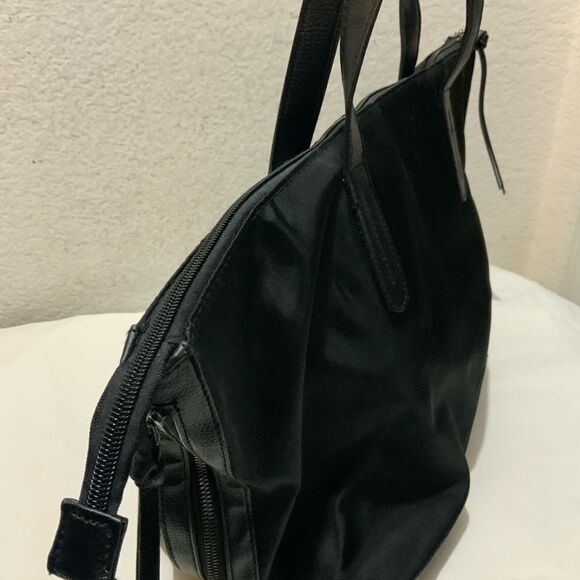 Botkier New York Bond Black Nylon XL Tote Vegan Leather Trim Zip Top Shoulder - Picture 4 of 13